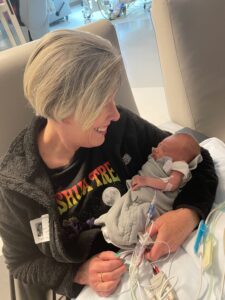 Kathy holding her newest great-niece