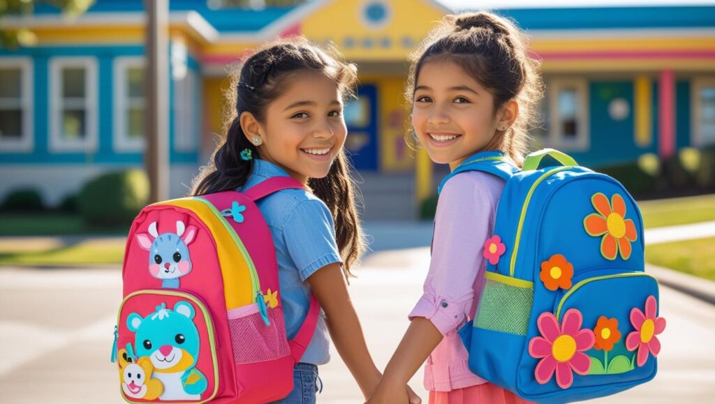 AI generated photo of children with backpacks